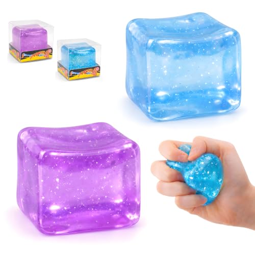 2 Pack Stress Cubes, Slow Rising Ice Cube Stress Balls for Adults and Kids