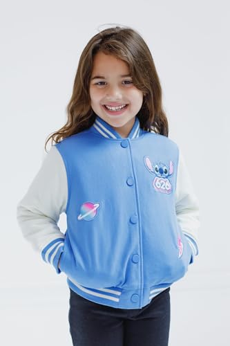 Disney Minnie Mouse Frozen Lilo & Stitch Moana Girls Varsity Bomber Jacket Toddler to Big Kid Sizes (2T - 14-16)2