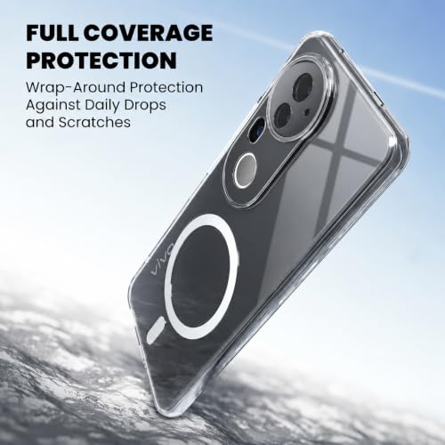 Image of DIZORO Crystal Clear Magnetic Compatible with Vivo T4R 5G / iQoo Z10R 5G / Vivo V50 5G / V50e Back Cover case with Anti-Yellow (Compatible with Magsafe) Anti-Scratch | Shockproof Transparent Cover