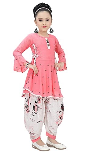 Indian Ethnic Girls Kurta Dhoti Dress Set, Cotton Linen Fabric, Size 2 Years to 14 Years