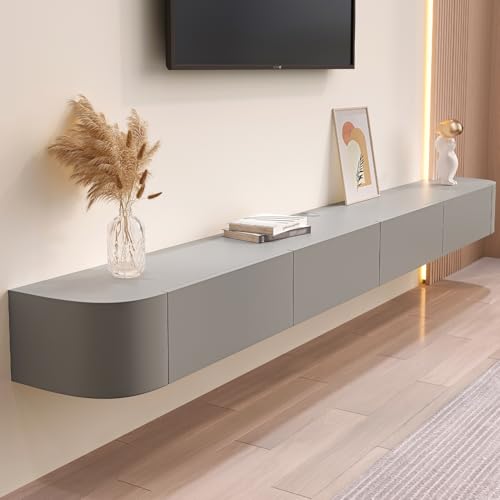 Meuble TV mural gris de 140 cm pour optimiser votre coin salon de bureau