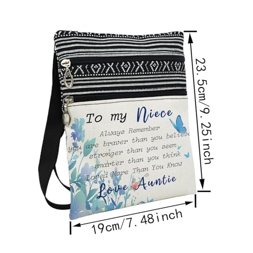 To My Niece Messenger Bag Small Ethnic Pattern Adjustable Strap Crossbody Zipper Bag Inspirational Phone Bag Wallet Shoulder Handbag Present from Auntie for Nieces Women2