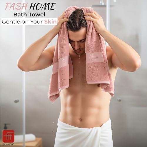 Image of Fash Home 600 GSM Combed Cotton Bath Towel 75x150 cm - Ultra Soft, Quick Dry, Highly Absorbent, Luxury Bathroom Towel, 1 Piece (Peach)