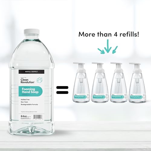 Image of Clean Revolution Foaming Hand Soap Refill Supply Container, Ready to Use Formula, Spring Air Fragrance, 64 Fl Oz (Pack of 1)