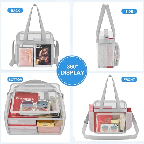 Image of Busiuw Clear Bag for Stadium Events, Stadium Approved 12x12x6 Clear Tote Bag for Sport Fan, Work Concert Travel