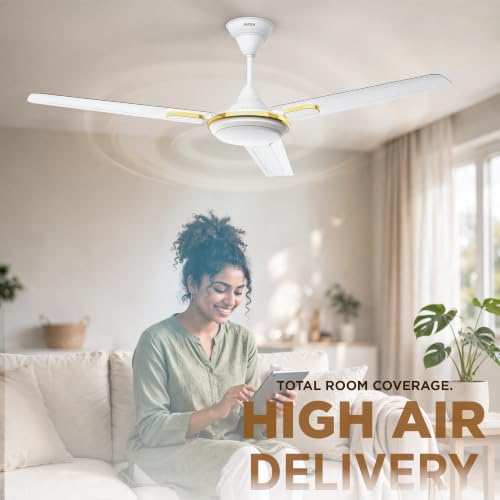 Image of Intex Aero Fighter Pro 1200MM Ceiling Fan | 380 RPM High Speed | 215 m /min Air Delivery | 14 Pole Motor | Double Ball Bearing | Inverter Compatible | Low Noise | Energy Efficient | White