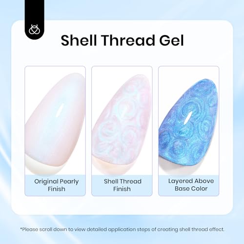 Image of Beetles Pearl Gel Nail Polish - Swirling Clouds 15ML Pearl White Gel Polish Shimmer Mermaid Iridescent Pearlescent Nail Polish Soak Off Uv LED Lamp Need Manicure Salon DIY Nail Art Gift for Women