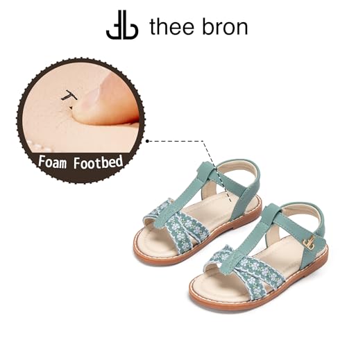 Image of THEE BRON Toddler Girls Gladiator Sandals - Cushioned Comfy Shoes for Princess Summer Play(AA524 Toddler,Green /6M)