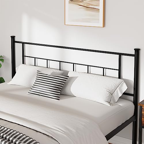Walsunny Queen Size Bed Frame with Classic Design Headboard and Footboard, Strong Metal Slat Support & Underbed Storage Space, No Box Spring Needed, Black