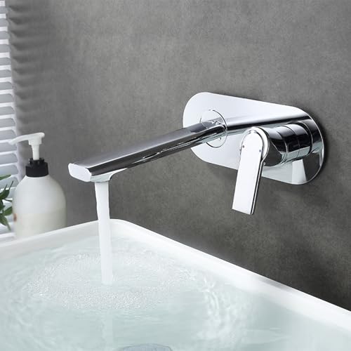 Robinet de lavabo encastré en laiton mitigeur de salle de bains chromé - 5