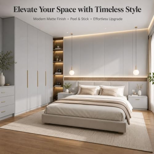 Image of HOME13 Light Gray Wallpaper Matte Light Gray Contact Paper Decorative Peel and Stick Wallpaper for Cabinet Table Door Waterproof Vinyl Self Adhesive (24inches by 72inches, Light Grey Matte Wallpaper)