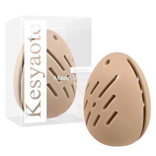 Silicone Beauty Blender Holder - Makeup Sponge Case & Makeup Egg Sponge Holder for Sponge Storage/Drying/Travel - Beauty Gift for Women, Girls - Khaki