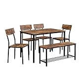 COSTRUZIONE ROBUSTA E DURATURA - Realizzato con un robusto telaio in acciaio rinforzato e un piano tavolo in MDF spesso 1,5 cm, questo set garantisce una stabilità superiore e una lunga durata. Supporta fino a 60 kg sul tavolo, 150 kg per sedia e 300 kg sulla panca, resisterà agli anni di utilizzo quotidiano con la tua famiglia.