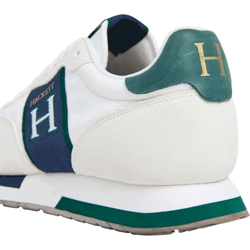 Hackett London Para Hombre. HMS200034 Zapatillas Keston Tape Blanco (43), Plano, Cordones, Casual - 5