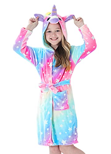 Brinny Albornoz de Baño Unicornio Niño y Niña Pijamas y Batas Infantil Textiles de Baño Muchacha Albornoz con Capucha Regalos Suave Ropa de Dormir Suave Camisón