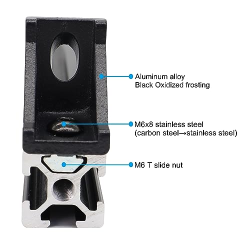 Image of 20 Sets 2020 Aluminum Extrusion T Slot Corner Bracket 20 Series Extruded Hardware 90 Degree Right Angle Connector with M6 Bolts Nuts for 20 /20 80 20 2040 T V Slot Black Aluminum Profile