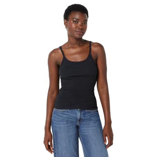Amazon Essentials Women's Slim-Fit Ribbed Tank Top, Black, Small - image 1