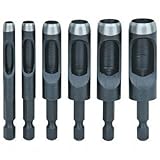 6 Piece Hollow Punch Set with Hex Shanks, Non-Slip Fit, Sizes: 3/16', 1/4', 5/16', 3/8', 7/16', 1/2'