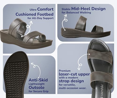 Image of AEROBLU Comfortable Mid Heel Slippers for Women | Flexible & Durable | Anti-Skid & Lightweight Slippers for Girls | Ideal for Party, Ethnic & Daily wear