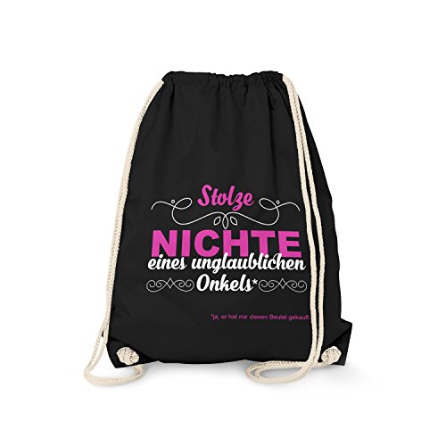 Sacca - fiera nipote di uno zio incredibile Divertente zaino con scritta come regalo di compleanno idea famiglia taglia unica Unico da palestra nero
