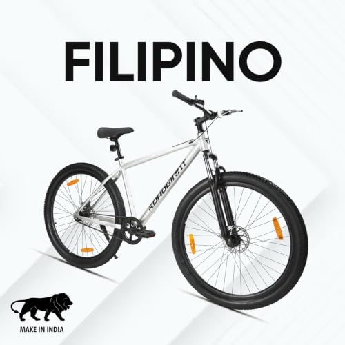 Image of ROADGIANT Filipino 24T MTB Aluminum Alloy Frame Bicycle with Dual Disc Brakes Single Speed Front Suspension Unisex for All-Terrain Riding (Silver)