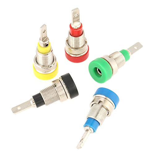 TOPINCN 5Pcs Panel Mount Banana Socket Mixed Color Banana Socket 2.0Mm Jack for Panel Mounting Test Probes Connectors Stackable Wire Solder Multimeter