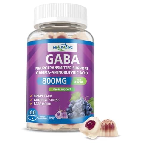 HEALOADING GABA Gummies Supplements for Adult Sleep: Calm Gummies with L Theanine,5-HTP,Vitamin D3,B12,Ashwagandha for Brain Calm Mood Release Stress Cover