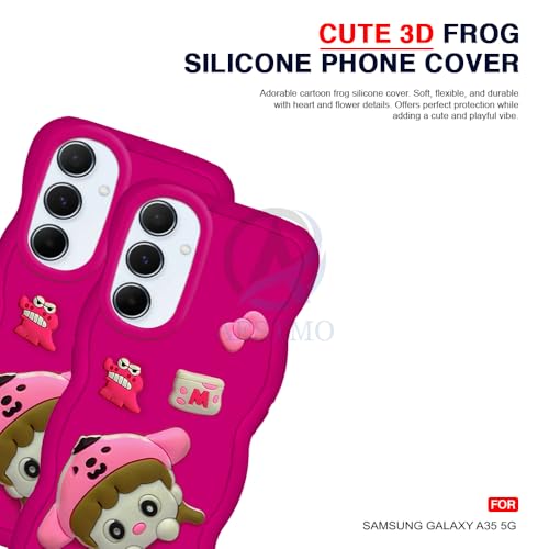Image of AESTMO Back Case Cover for Samsung Galaxy A35 5G | 3D Cute Fun Cartoon Characters | Anti Slip Grip Cute Wave Curly Frame Shape | Full Body Protection Back Cover for Samsung Galaxy A35 5G (Pink)