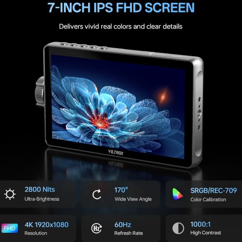 Image of VILTROX 7 inch Camera Monitor, 2800nit Touchscreen, 4K60Hz Camera Field Monitor