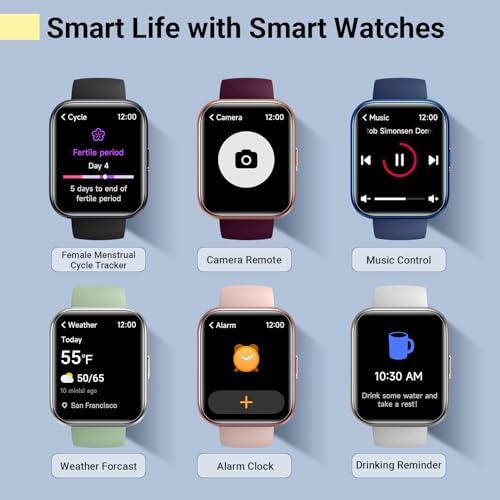 Image of Quican Smart Watches for Women /Men, Smart Watch for Android Phones & iPhone, Fitness Watches for Women with Alexa, Call & Notification Alerts, Tracks Heart Rate /Sleep Smartwatches (Green, 1.8 inches)