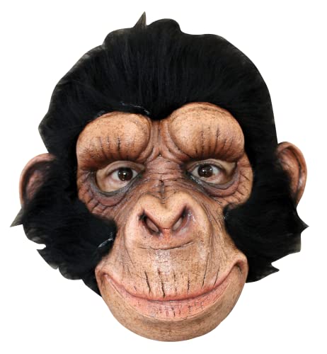 Chimp George, Máscara de Chango Gorila con Pelo, Máscaras de Animales para Disfraces de Mono, Ideal para Halloween y Fiestas de Disfraz