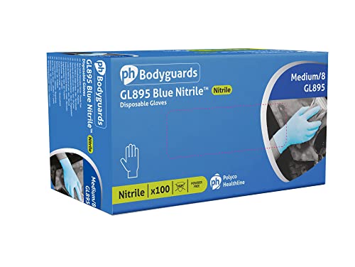 Polyco Bodyguards 4 Blue (L) Nitrile Powder Free Disposable Gloves GL8953 100 Large