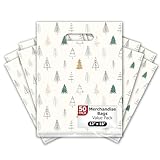 Pro Supply Global 12x15 50 Count Christmas Fir Trees Designer Retail Boutique Merchandise Bags with Die Cut Handles Premium Printed Shopping Bags For Small Business Shop Owners