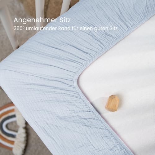 lulumoon Spannbettlaken 70x140 Musselin für Kinderbett: 100% Baumwolle – Ansicht 3