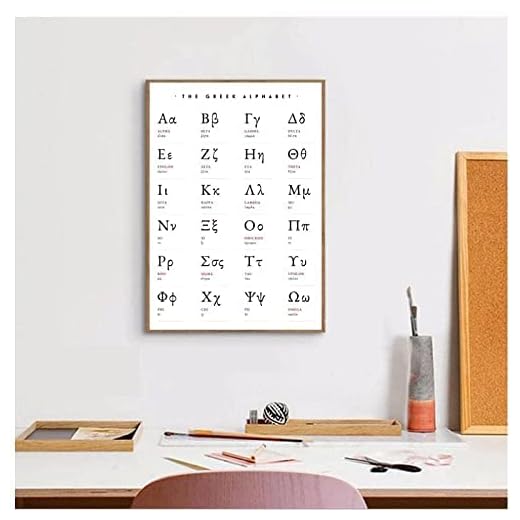 Grekiska alfabetet Bokstäver Matematik Affisch Duk Målning Matematik Utbildning Väggkonst Bildtryck Klassrumsrumsdekoration60x80cm x1 Ramlös