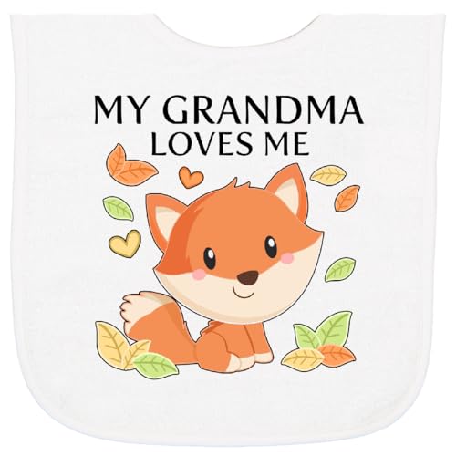inktastic My Grandma Loves Me- Little Fox Baby Terry Cloth Bib