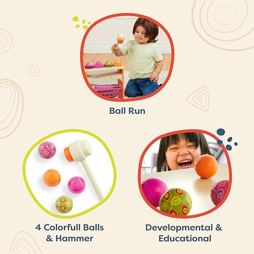 Image of B. toys - Whack - a - Ball - Pounding Toy - Developmental Toy - 4 Colorful Balls & Hammer - Educational Toys for Toddlers - 1 Year +