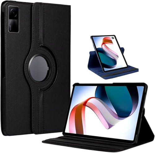 Capa Capinha Carteira de Couro Preta Giratória Executiva Compatível Com Redmi Pad SE Tela de 11 Polegadas (Preto)