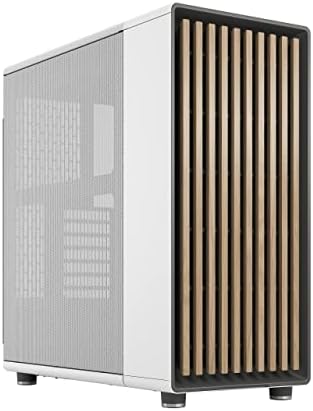 Fractal Design North Chalk White Mid-Tower Gehäuse mit Eichenholz | Echtholz-Front, offenes Mesh-Design, 2x 140mm Lüfter vorinstalliert, ATX/mATX/ITX kompatibel