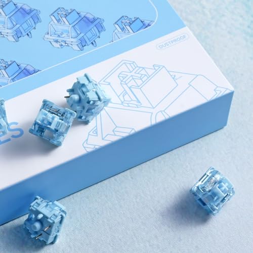 Image of Akko V3 Creamy Blue Pro Keyboard Switch with Dustproof Stem for Mechanical Gaming Keyboard, 5-Pin 45gf Pre Lubed Tactile Key Switches (45pcs)