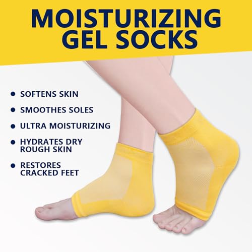 Meias de gel hidratantes para pés secos e rachados – 2 pares – Meias de spa para tratamento de calca