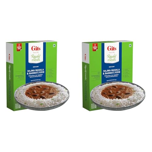 Image of Gits Ready to Eat Basmati Rice & Rajma Masala Combo Meal, Pure Veg, Heat and Eat, 375g (Pack of 2)
