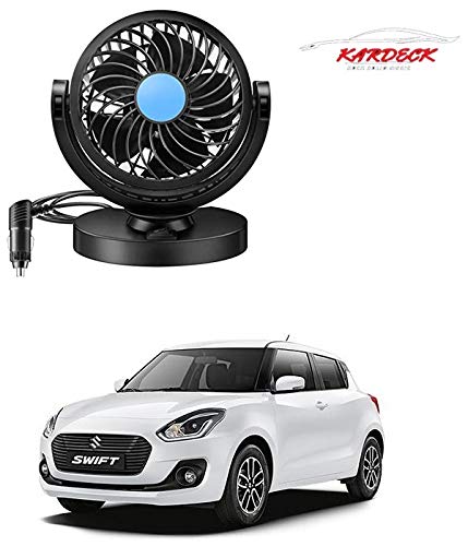 KardeckCar 360 Degree Rotating Single Headed Cooling Fan Air Black for Maruti Swift