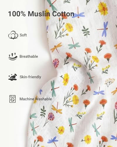 Image of Rquite Infant Car Seat Cover for Babies Girls, 100% Muslin Cotton Carseat Canopy, Breathable Stroller Sun Shade, Baby Shower Gift & Newborn Essentials, Universal Fit Summer & Hot Weather (Floral)