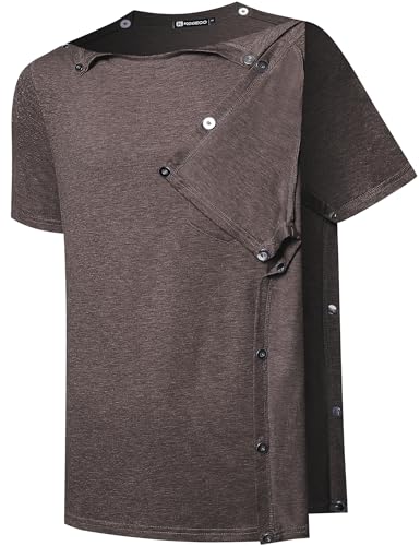 Magnetic Button Post Shoulder Surgery Recovery Shirt Tear Away Short Sleeve Rotator Full Side Adaptive Chemo Clothing4