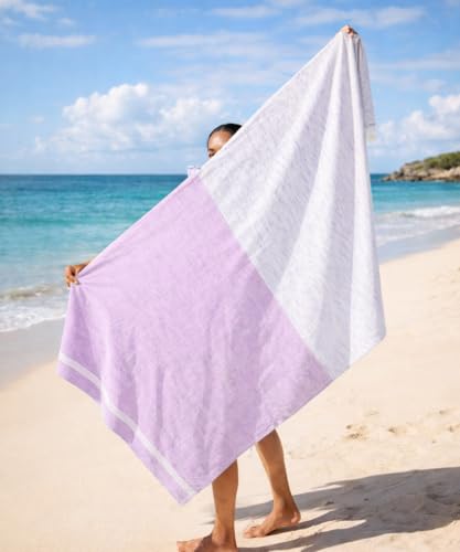 Image of Thirsty Towel, Bamboo Towels for Bath, Super Soft Slub Towel & High Absorbency Towels, Light Weight, & Quick Dry Towels for Bath Large Size, Towel for Bath Men, Women & Kids (Pack of 1 - Viola)