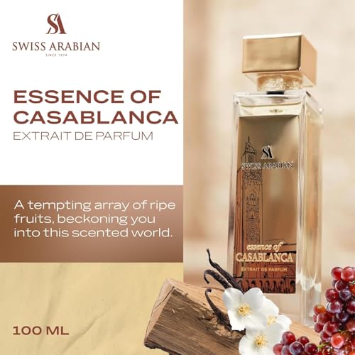 Swiss Arabian Essence Of Casablanca Extrait De Parfum Unisex 100 ML – Eine Verlockende Süße von Saftigen Äpfeln und Reichhaltigem Patchouli – Zauberhaft Warmer und Eleganter Duft