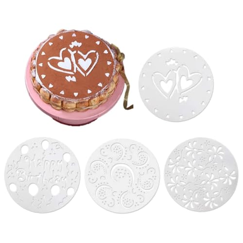 MIRKUZI Baking Stencils, Set di 4 stampi per decorazioni di torte, stampo a spruzzo per fiori, stampo per decorazioni di torte, adatto Per torte, utensili da forno, riutilizzabili