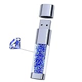 WooTeck 128GB Jewelry Crystal Lipstick USB Flash Drive,High Speed Memory Stick,Blue