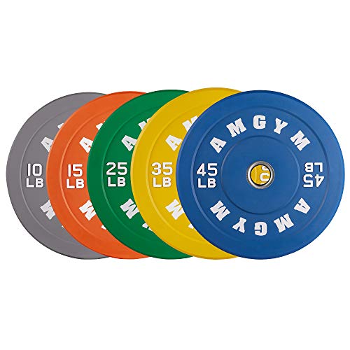 Amgym Color Olympic Bumper Plate, Weights Plates, Bumper Weight Plate, Steel Insert, Strength Training(140Lb Set) #TOP4